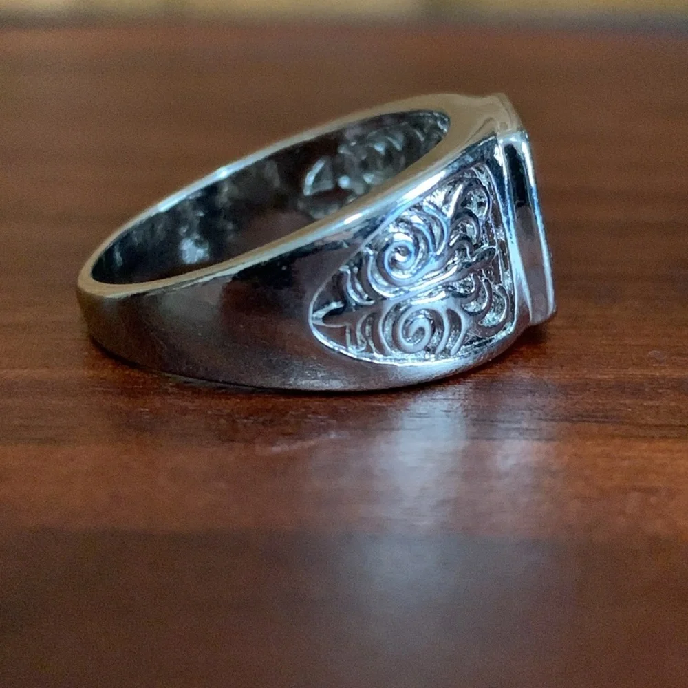 Silver tone and black scorpion ring size 11
